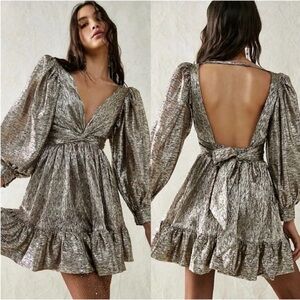 Sabina Musayev Roxana Metallic Mini Dress
